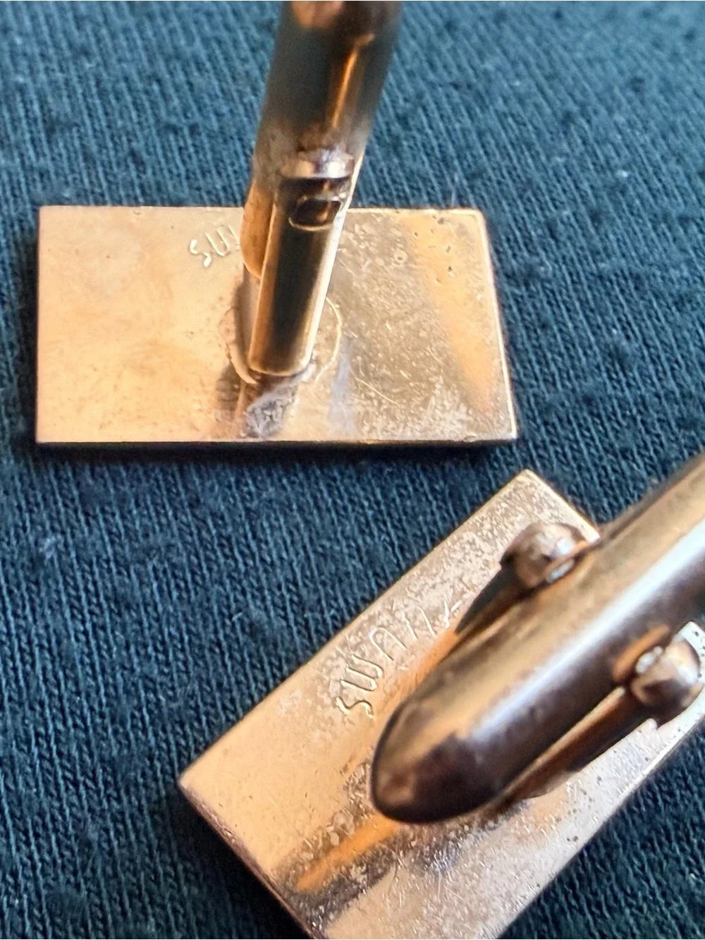 Mid Century Modern Vintage Swank Gold- Plated Cufflinks Geometric Design